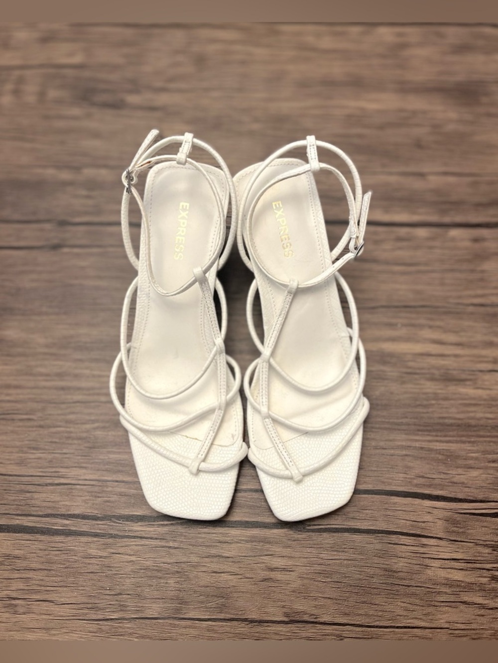 Express White Braided Strappy Slingback Heels - Picture 4 of 7